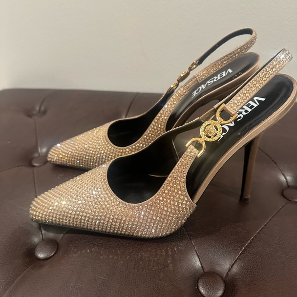 Versace Sparkling Gold Women's Heels - Picture 3 of 4
